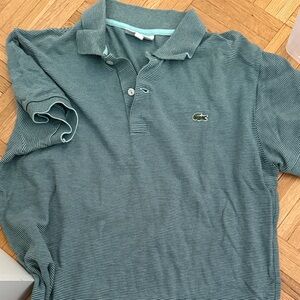 Lacoste Men's Striped Teal Polo Shirt